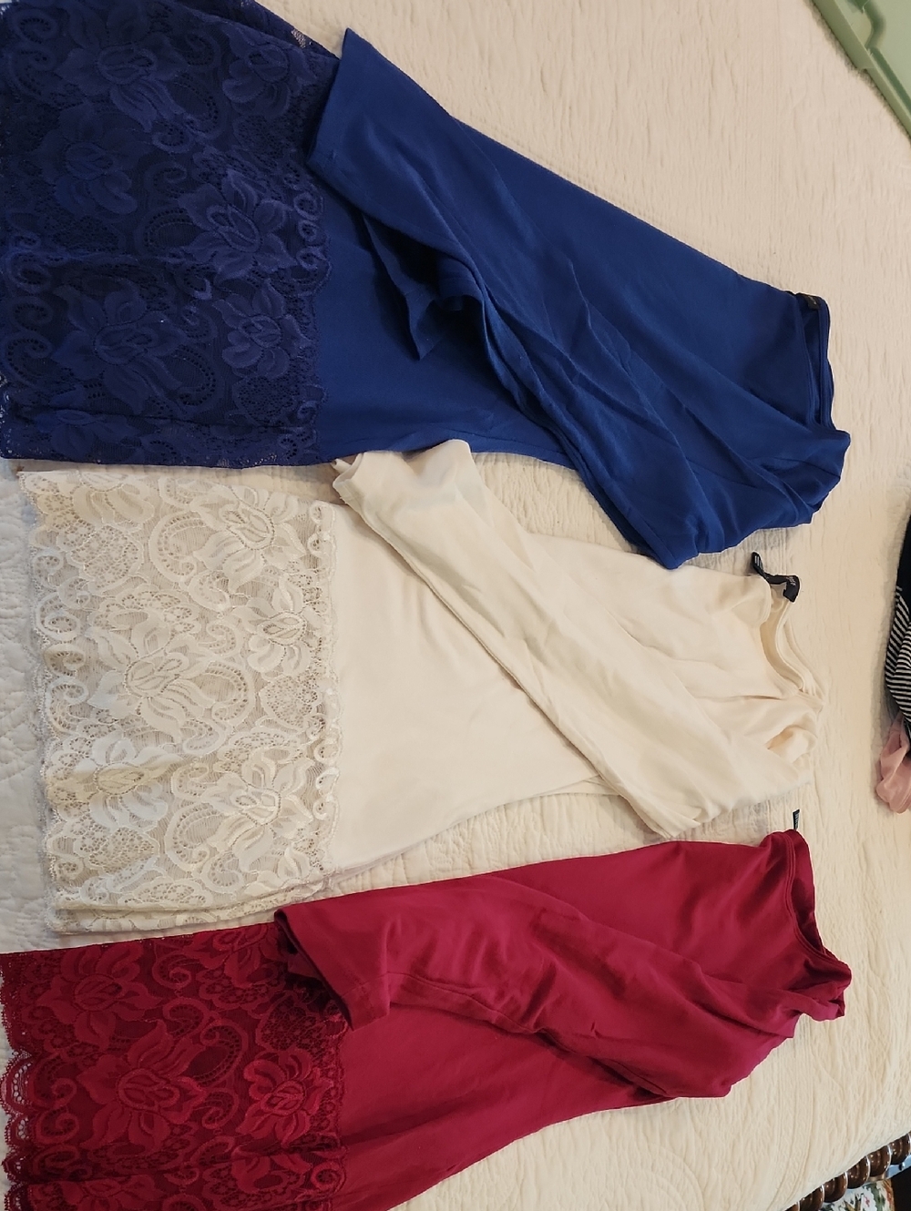 White House Black Market Tee Trio in Red, Cream & Royal Blue